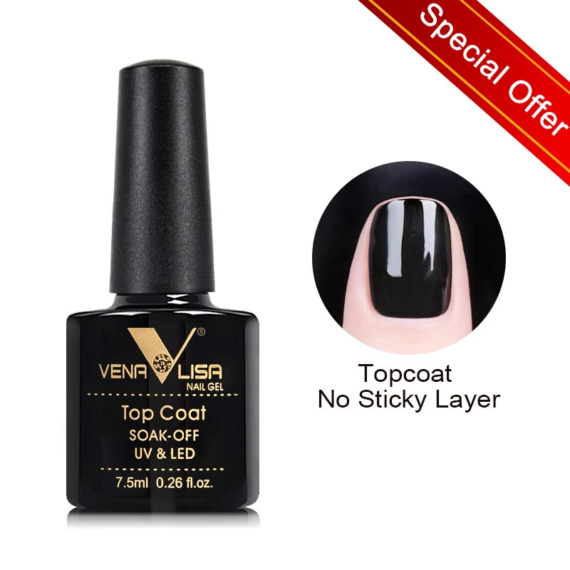 Top coat, base coat, y primer, secado a luz UV, gel VENALISA 7.5ml.