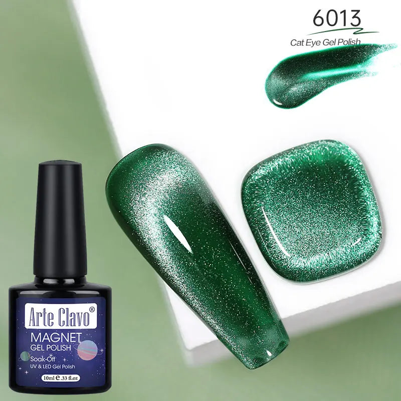12 Metallic Cat's Eye Gel Polish Nail Art