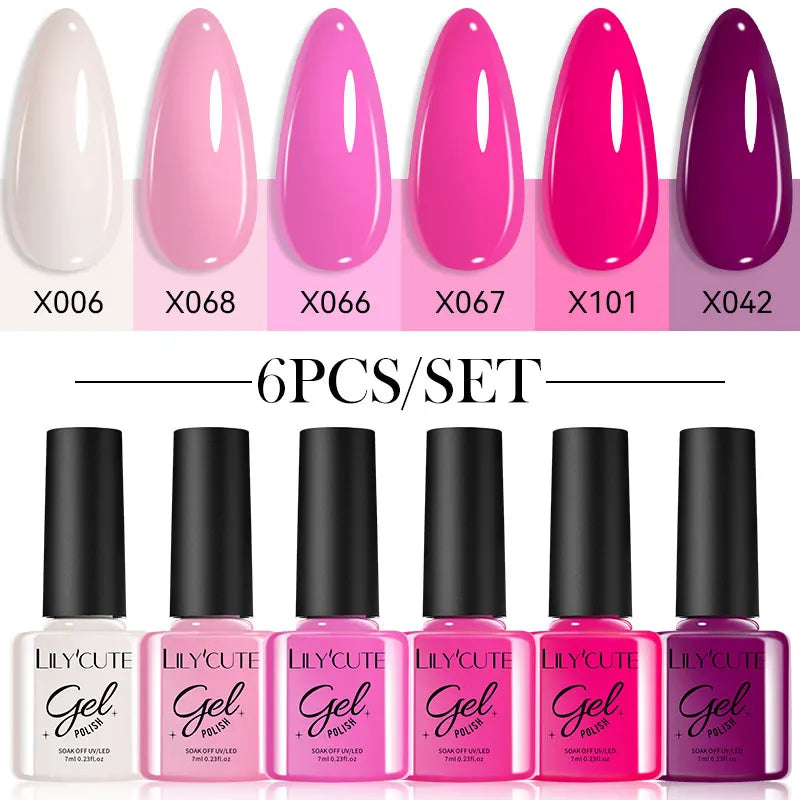 LILYCUTE Set de 6 Esmaltes gel UV de Uñas.