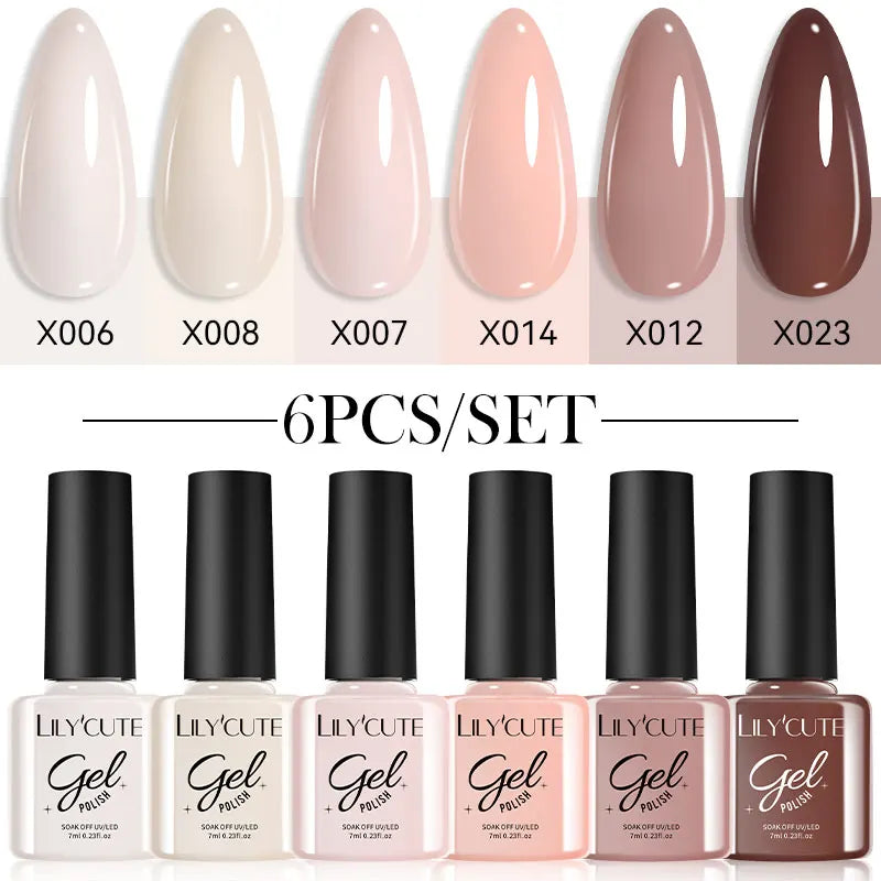LILYCUTE Set de 6 Esmaltes gel UV de Uñas.