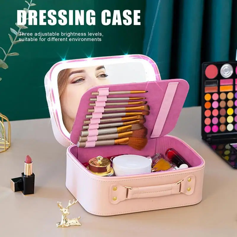 Caja cosmética con espejo LED