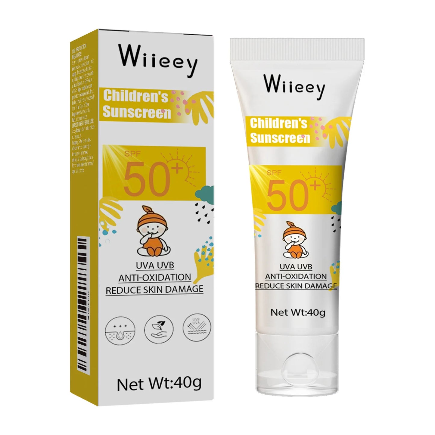 Protector Solar infantil Wiieey con Extractos de Plantas Naturales, SPF50+