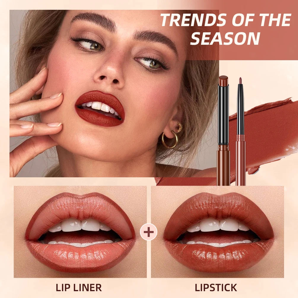 Set de Labial Mate y Delineador QiBest