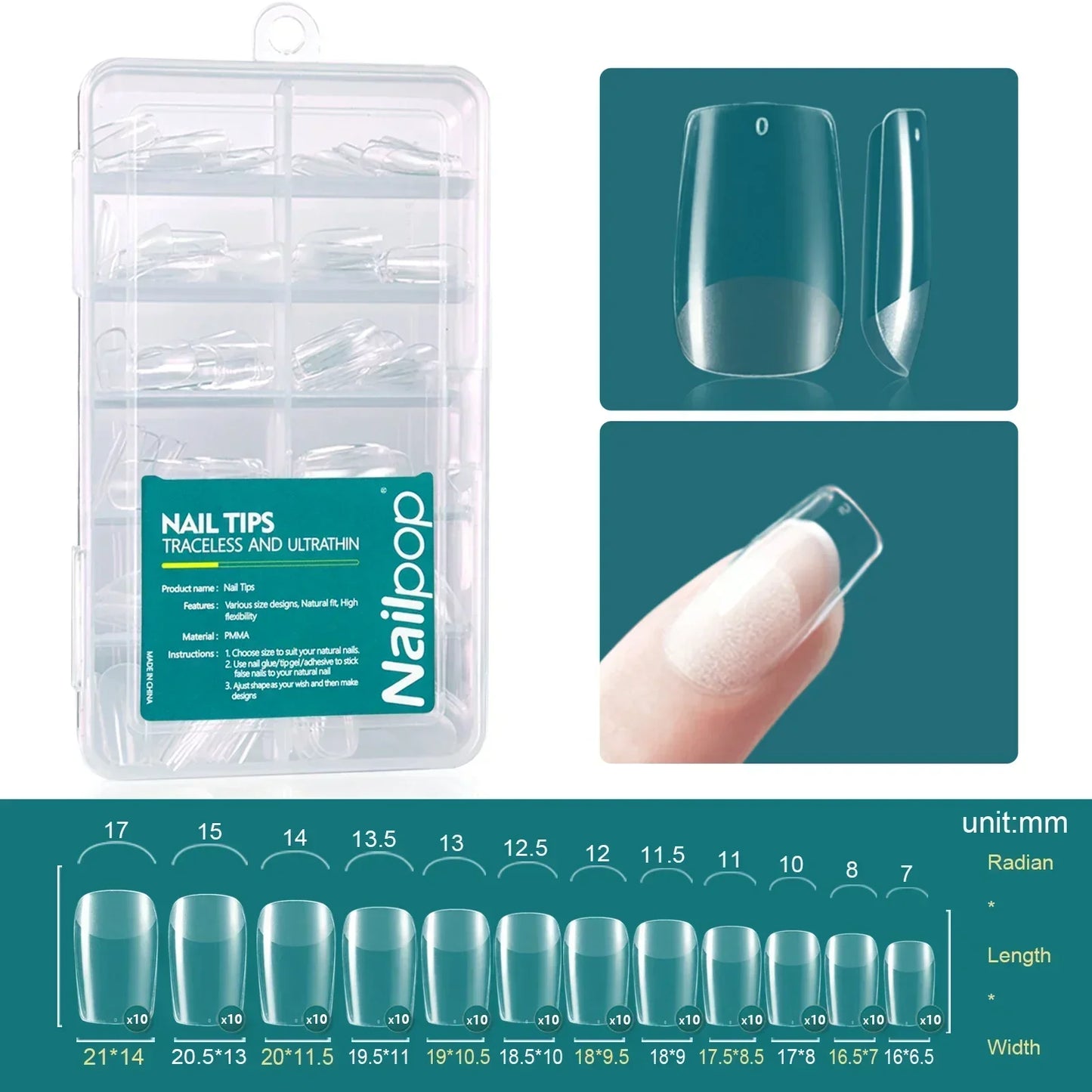 Uñas Postizas Nailpop 120pcs/box Gel X