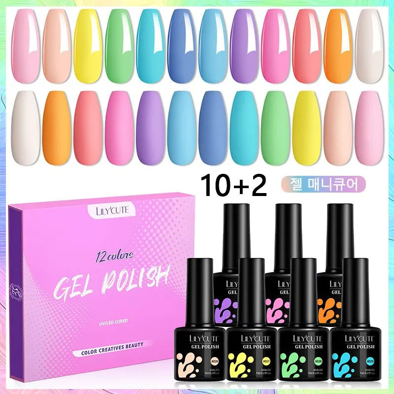 LILYCUTE Set de 12 Esmaltes Gel 7M, UV.