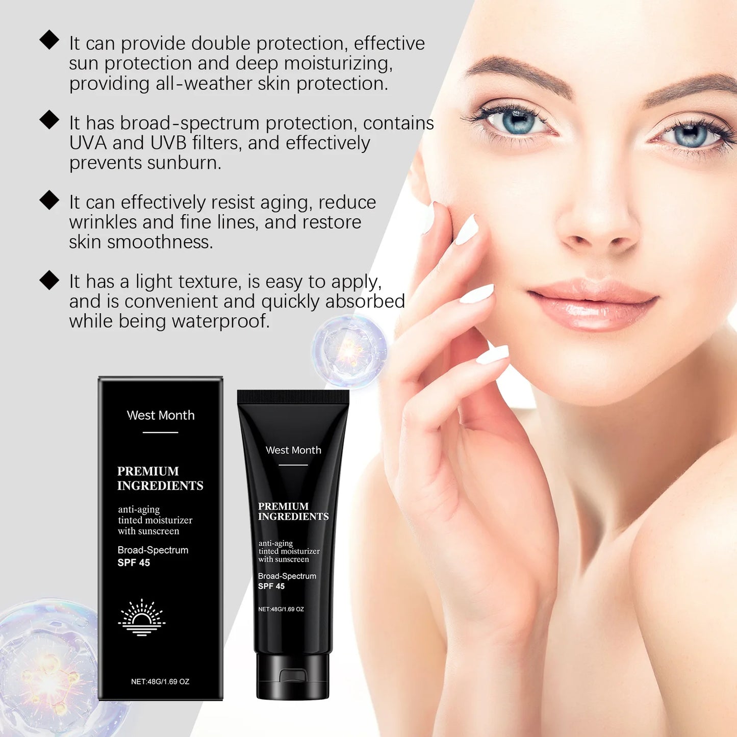 Anti-aging sunscreen with SPF 45