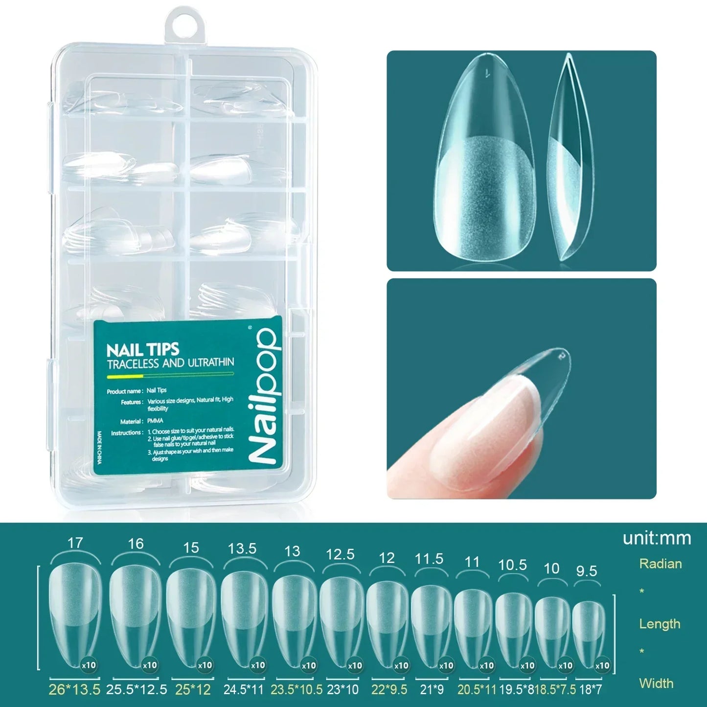 Uñas Postizas Nailpop 120pcs/box Gel X