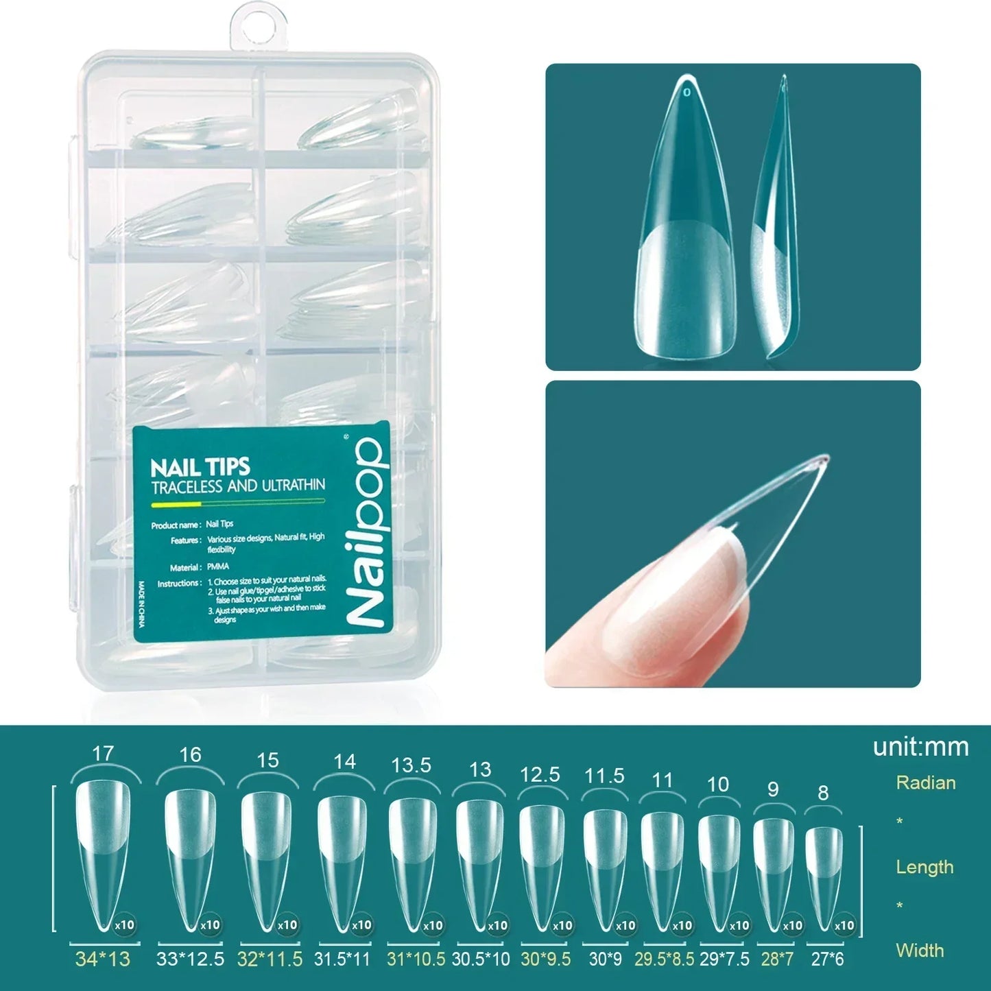 Uñas Postizas Nailpop 120pcs/box Gel X