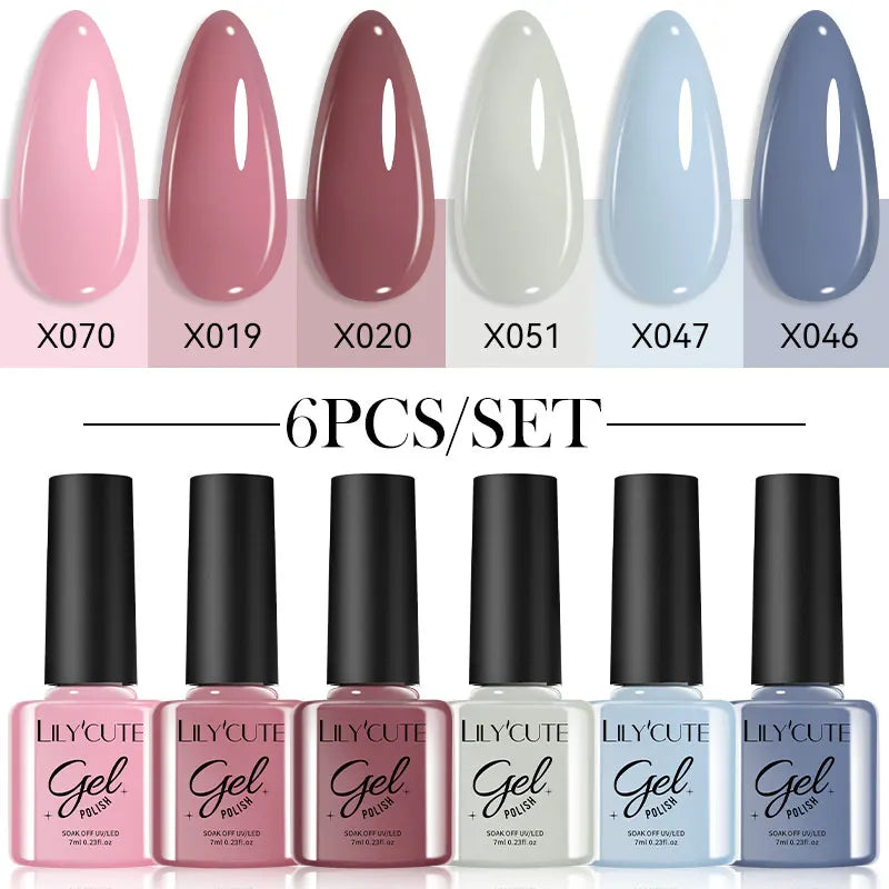 LILYCUTE Set de 6 Esmaltes gel UV de Uñas.