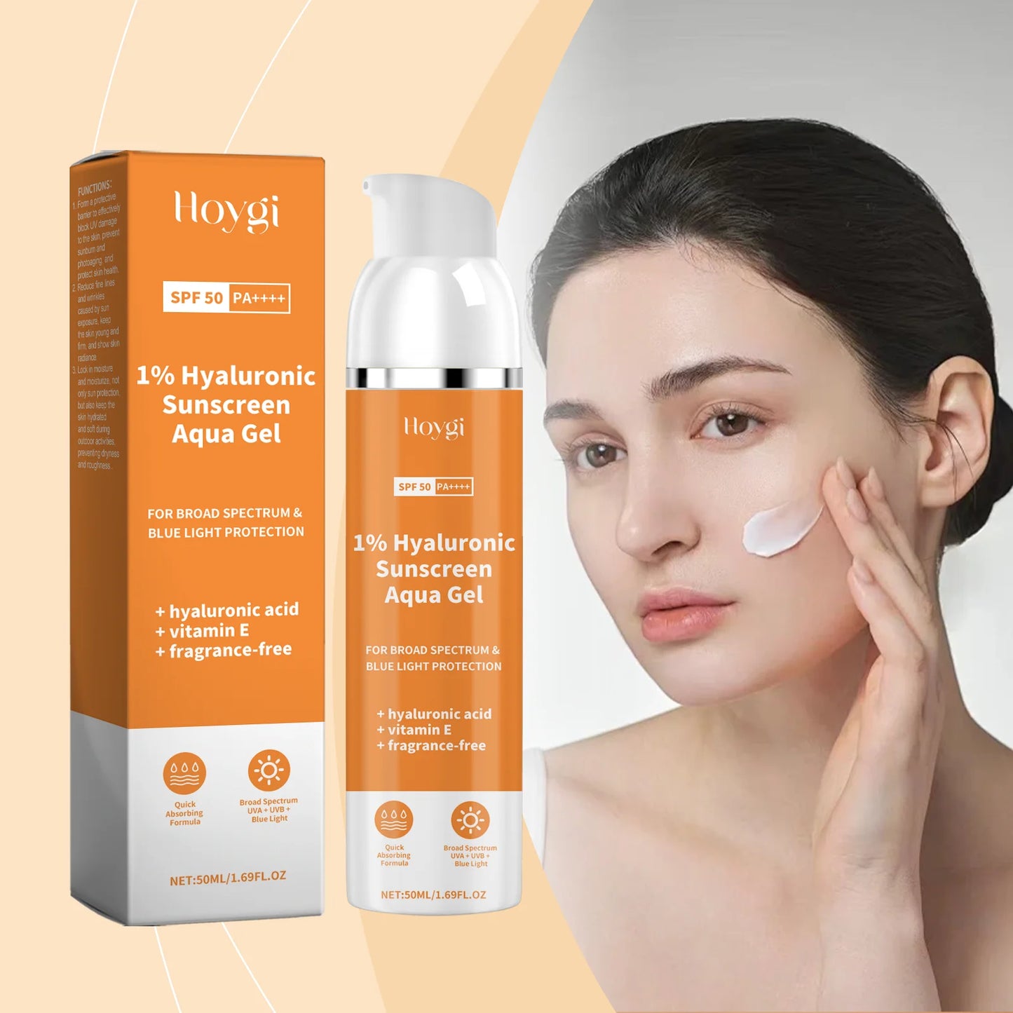 Protector solar en gel con ácido hialuróico al 1% SPF50+