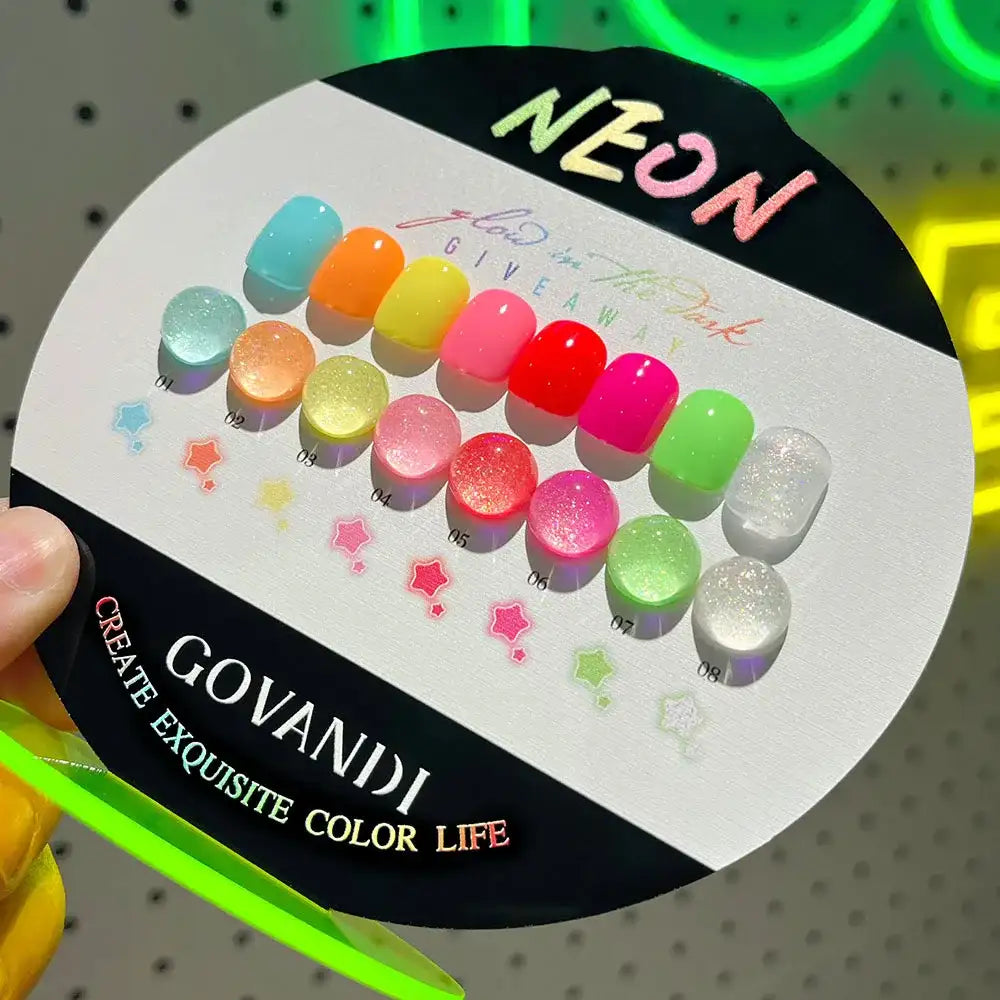 GOVANDI set de 8 colores de esmalte efecto neón con secado UV