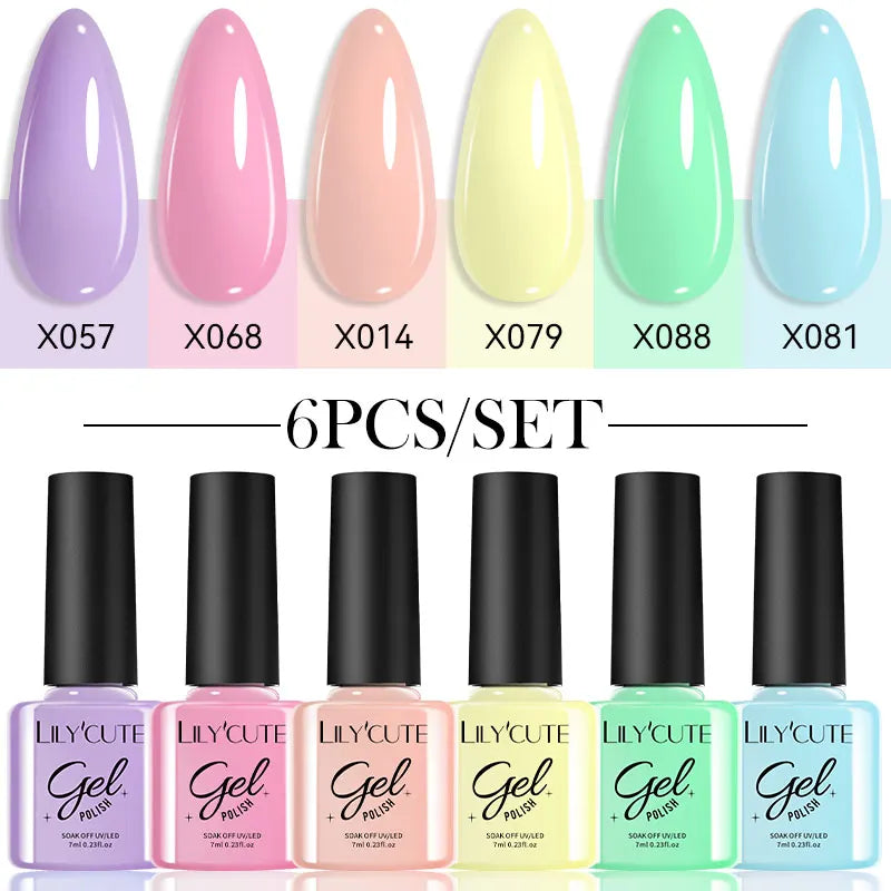 LILYCUTE Set de 6 Esmaltes gel UV de Uñas.