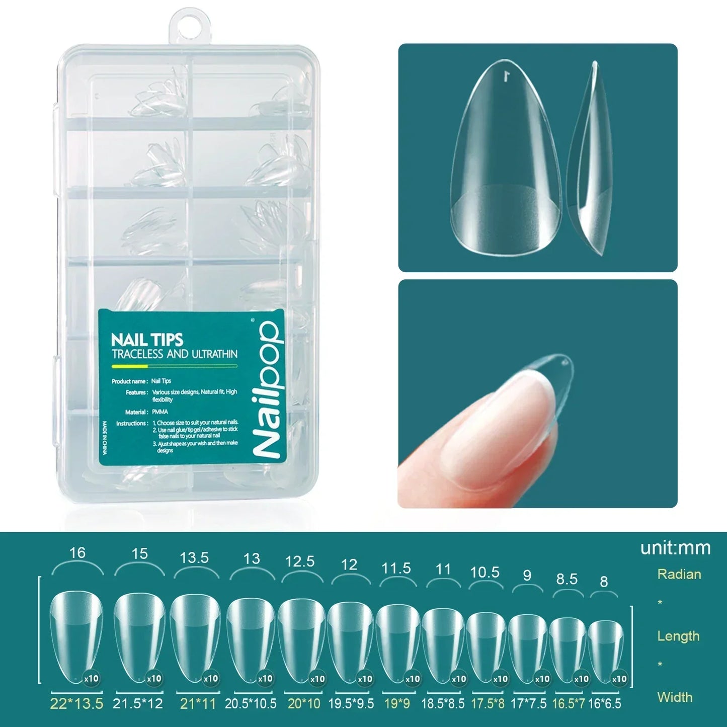 Uñas Postizas Nailpop 120pcs/box Gel X