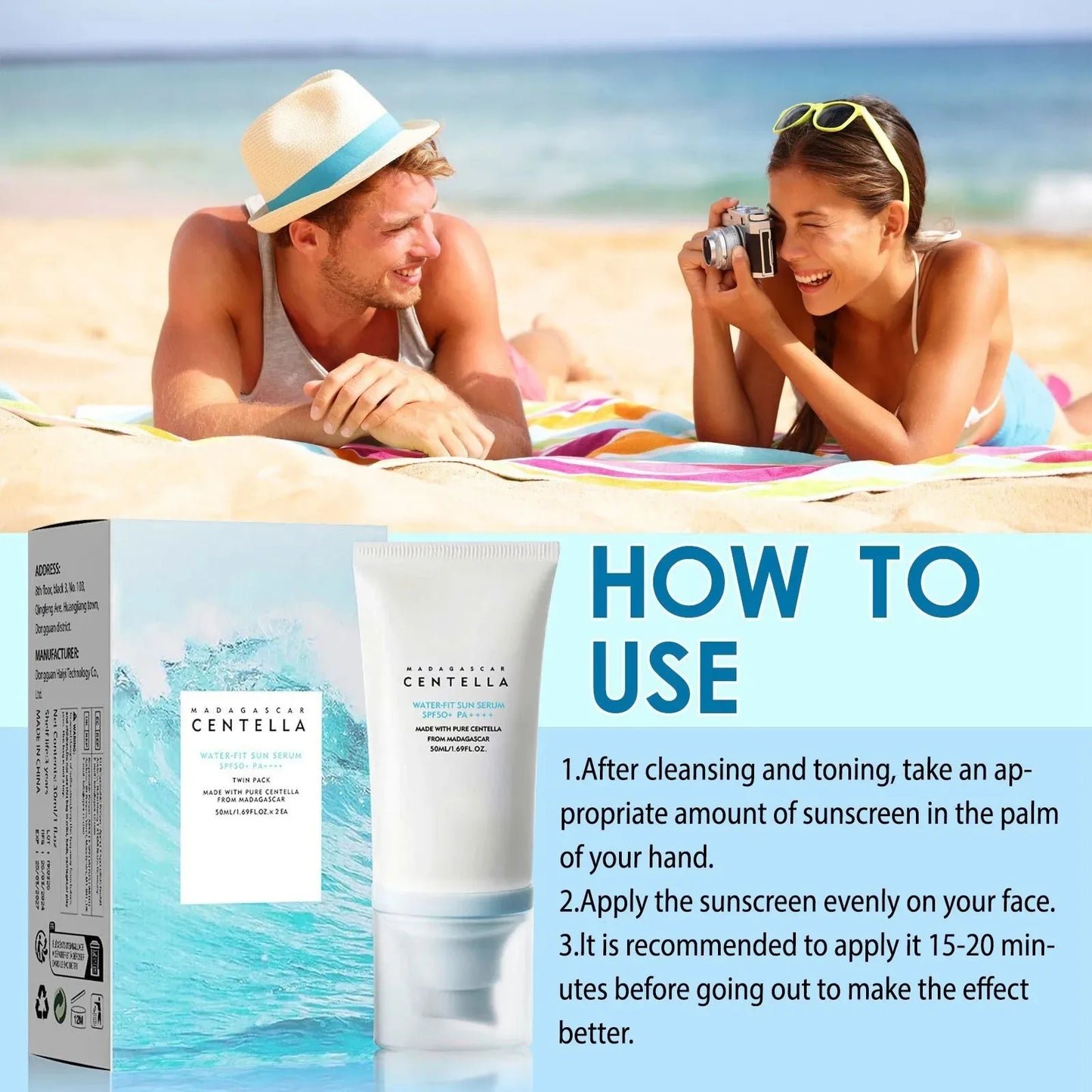 Perfect hydrating sunscreen serum for healthy, glowing skin SPF 50+