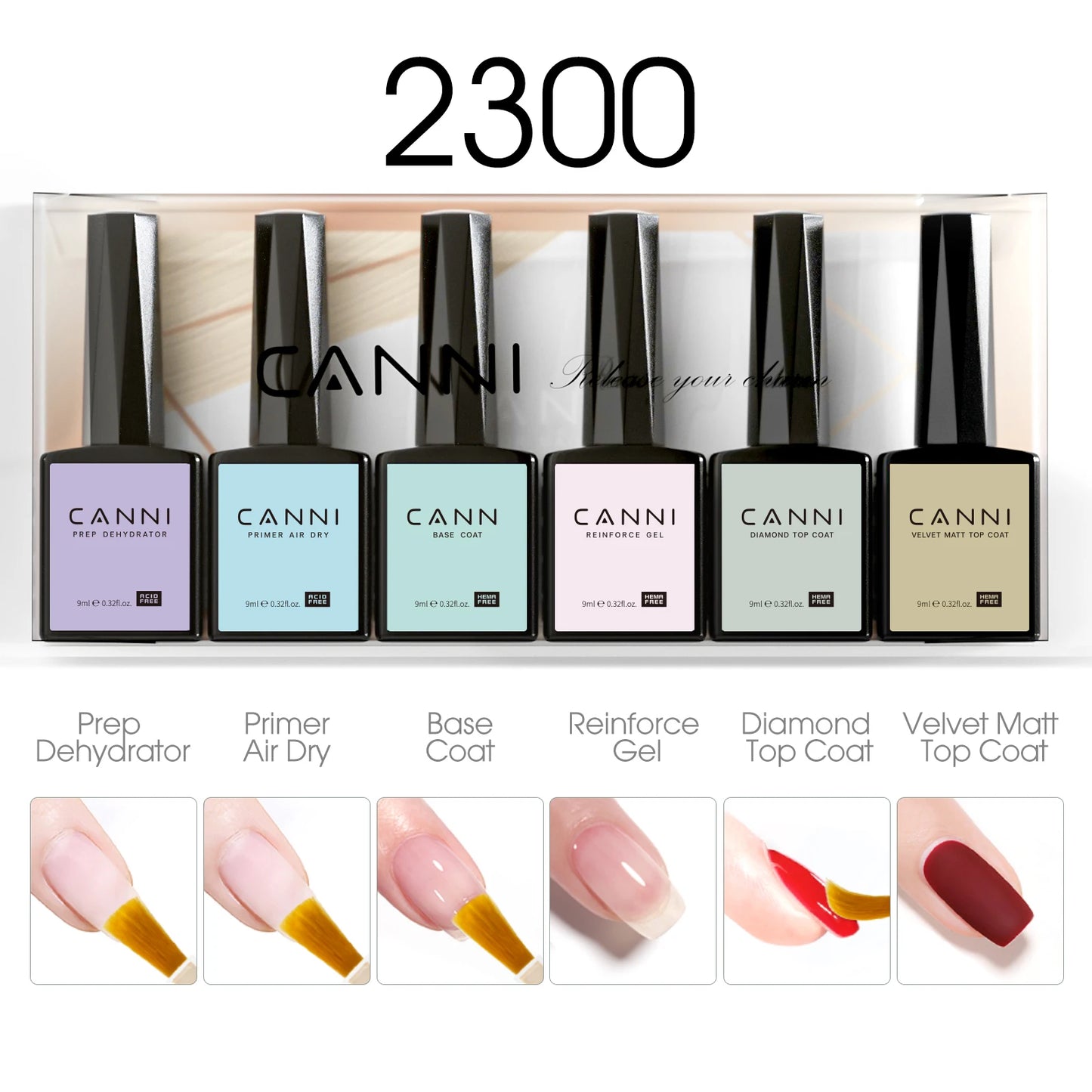 CANNI HEMA FREE base y top coat secado UV