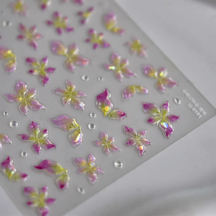 Calcomanías de flores de peonía para la uñas