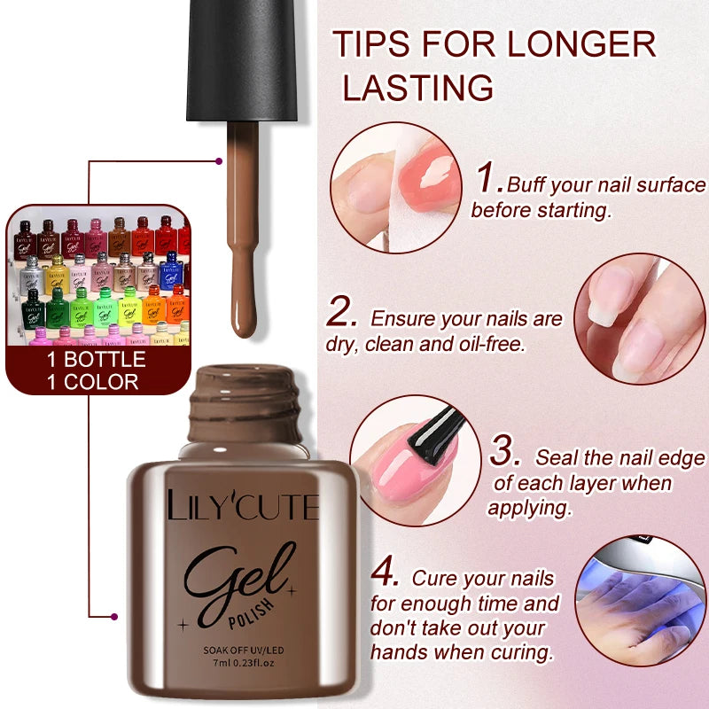 LILYCUTE Set de 6 Esmaltes gel UV de Uñas.