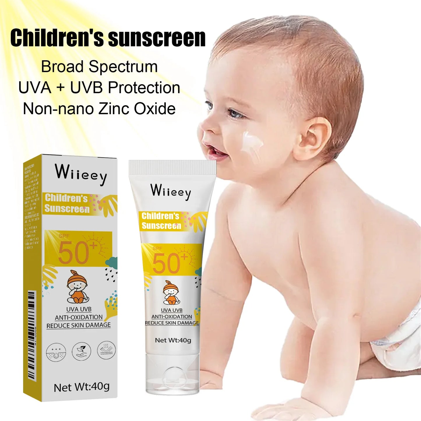 Protector Solar infantil Wiieey con Extractos de Plantas Naturales, SPF50+