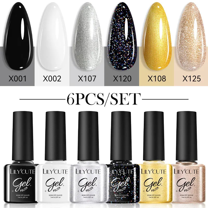 LILYCUTE Set de 6 Esmaltes gel UV de Uñas.