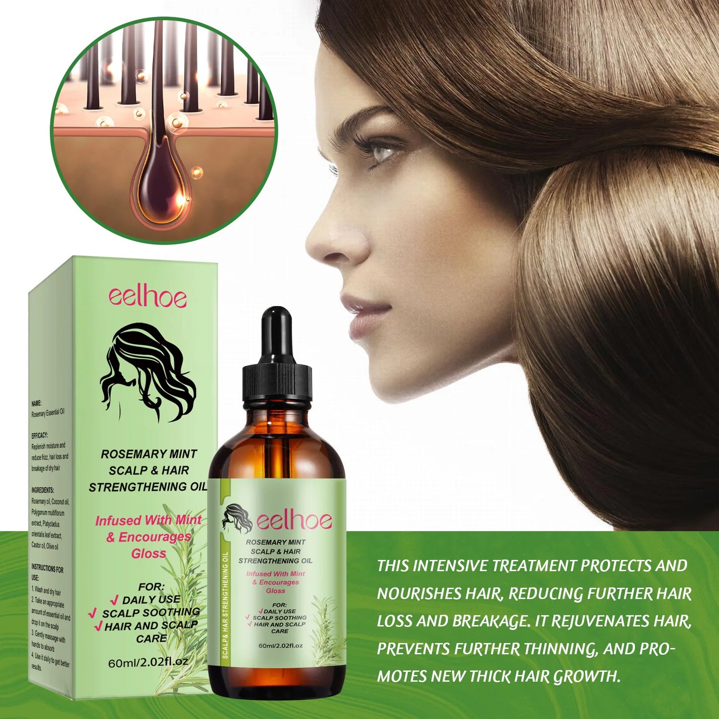 EELHOE Aceite de romero para crecimiento del cabello