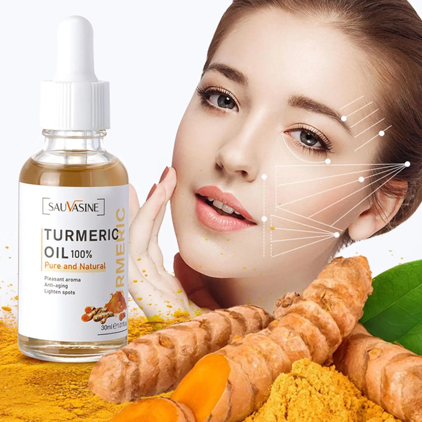 Set de Crema, Aceite, Serum y Jabón de cúrcuma Sauvasine