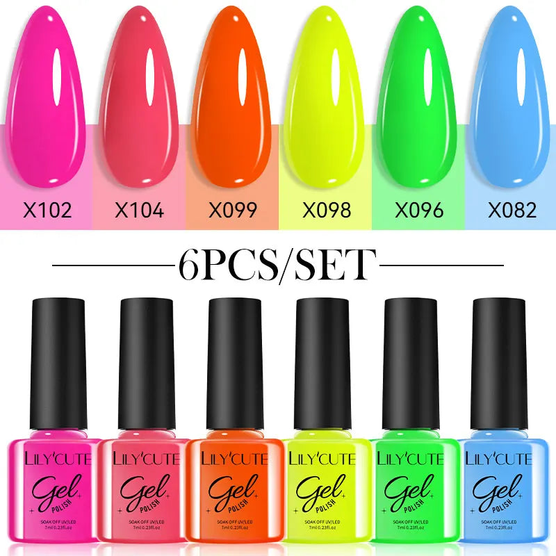 LILYCUTE Set de 6 Esmaltes gel UV de Uñas.