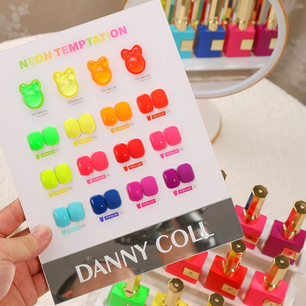 DANNY COLL Set de 12 esmaltes de colores neón de secado UV