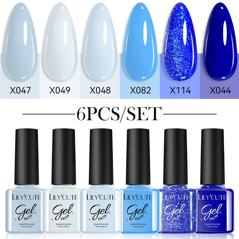 LILYCUTE Set de 6 Esmaltes gel UV de Uñas.