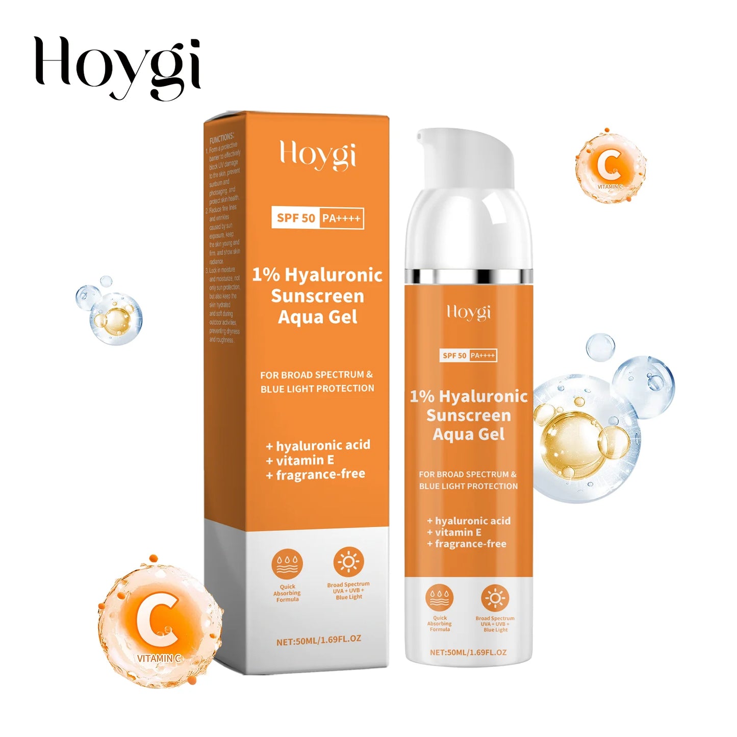 Protector solar en gel con ácido hialuróico al 1% SPF50+