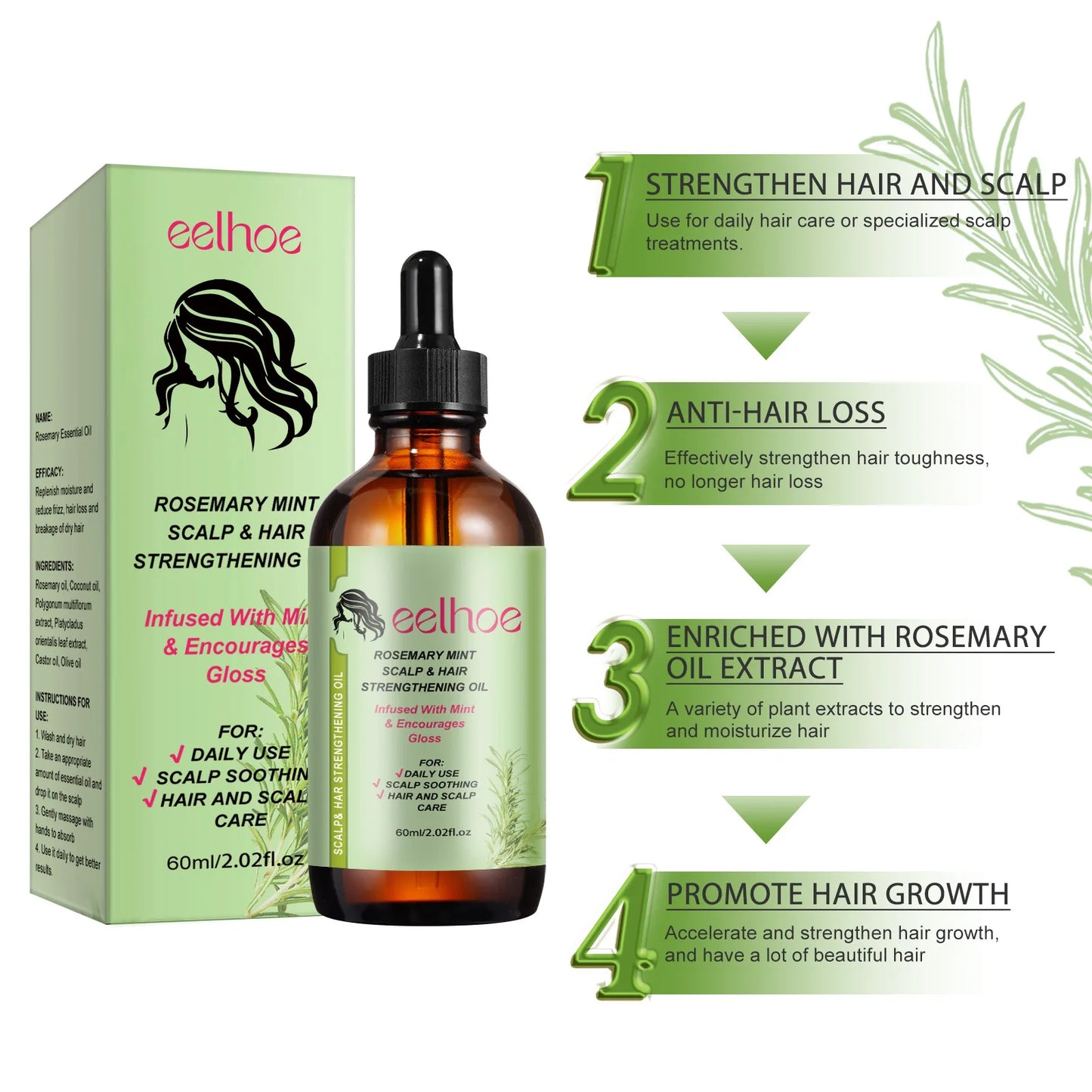 EELHOE Aceite de romero para crecimiento del cabello