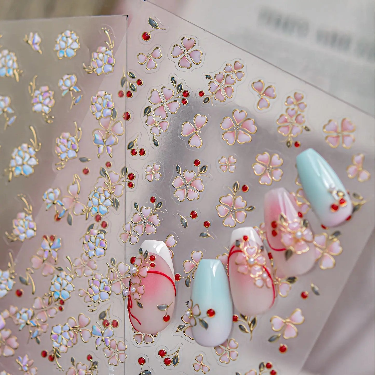 Calcomanías de flores de peonía para la uñas