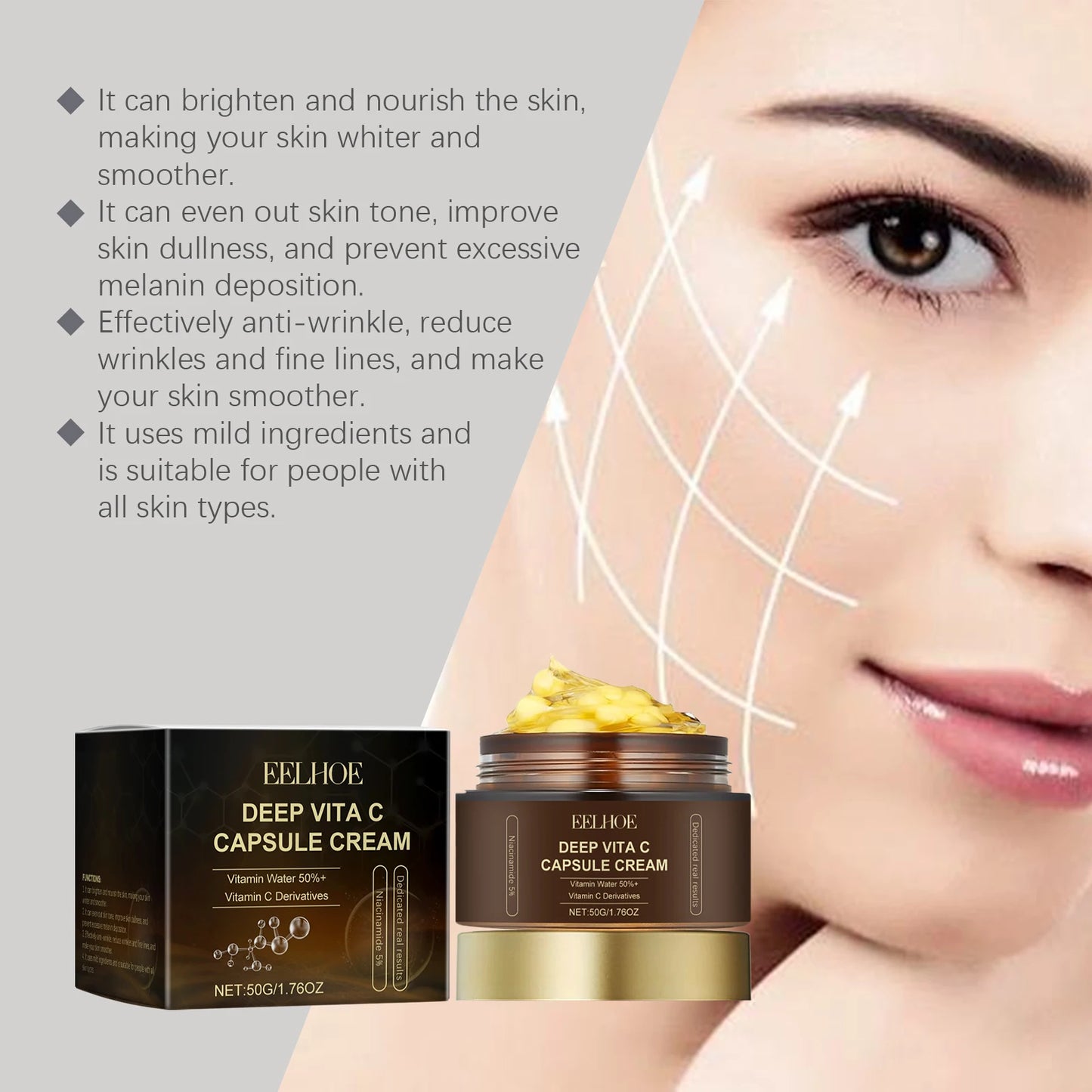 Crema facial en capsula con vitamina C