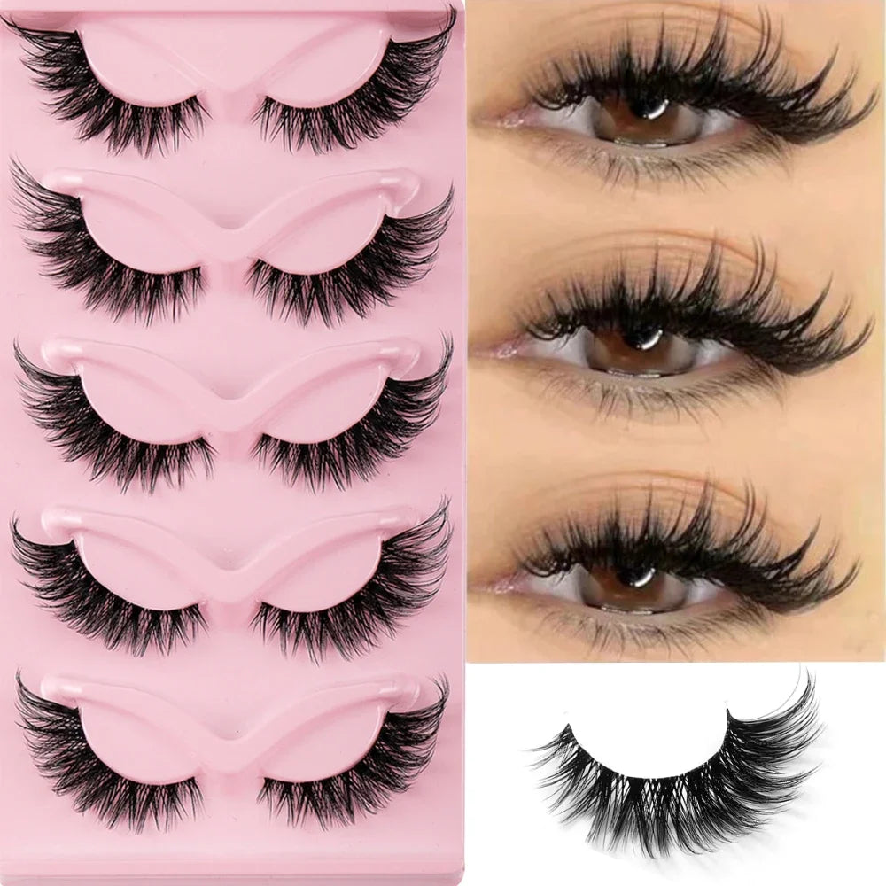 Set de 5 Pares de Pestañas Efecto Cat Eye.