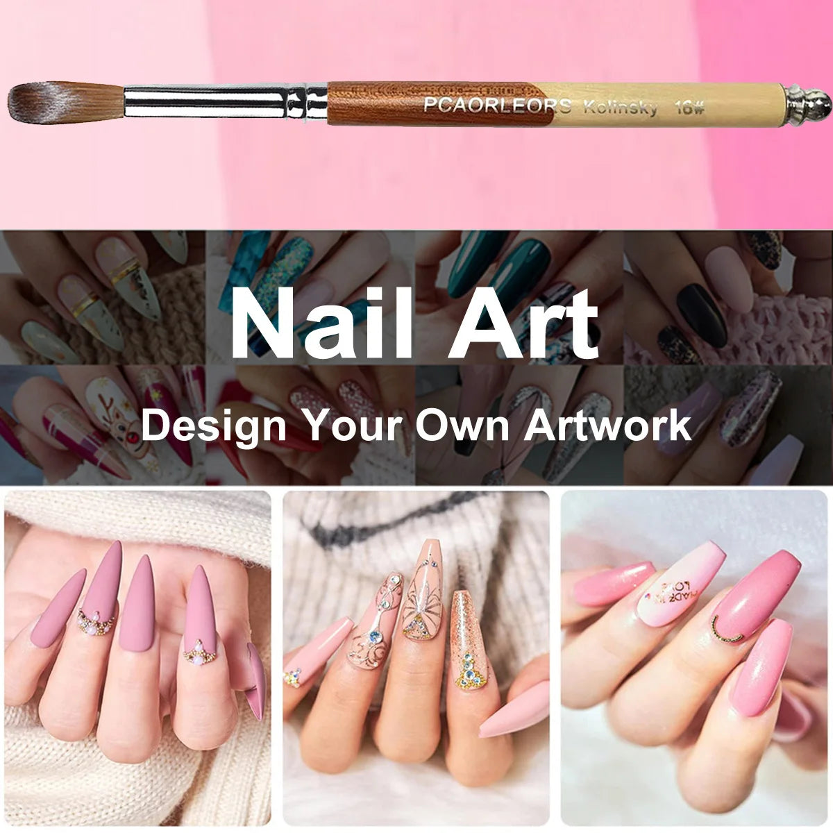 Pinceles para manicura y pedicura.