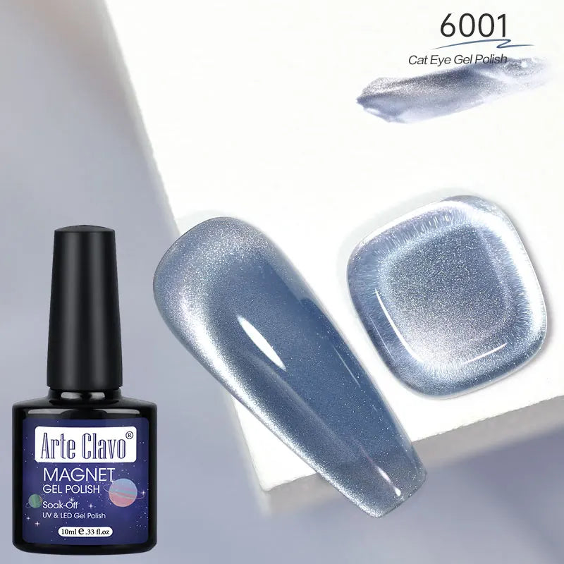 12 Metallic Cat's Eye Gel Polish Nail Art
