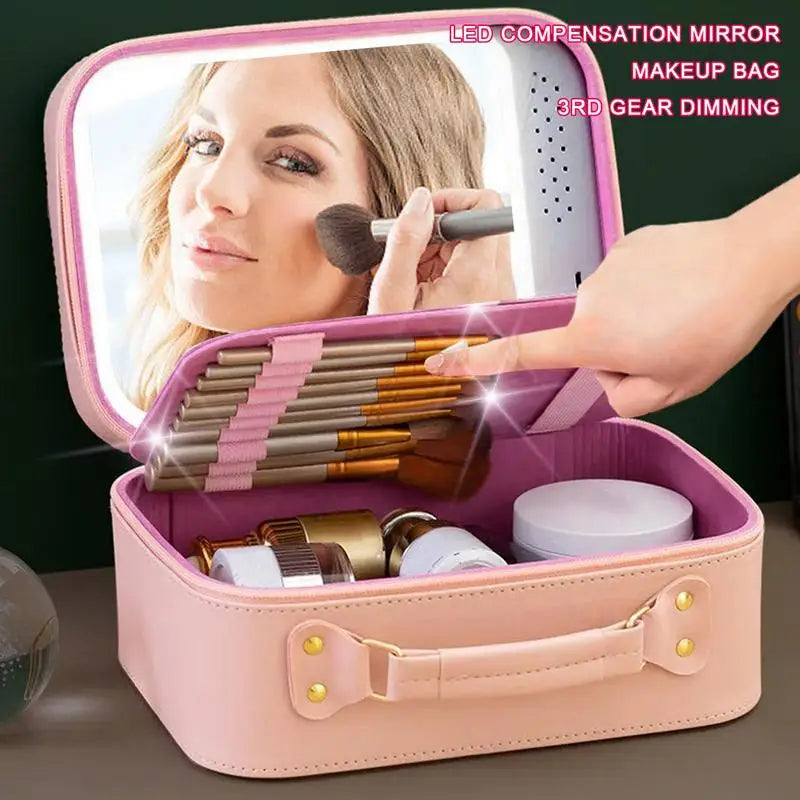 Caja cosmética con espejo LED