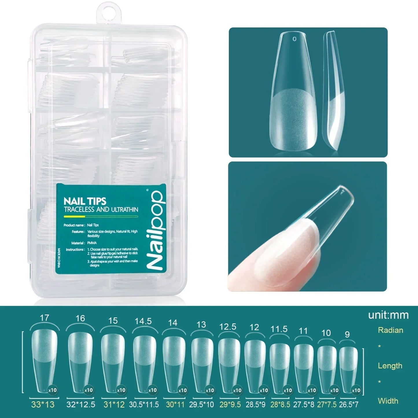 Uñas Postizas Nailpop 120pcs/box Gel X