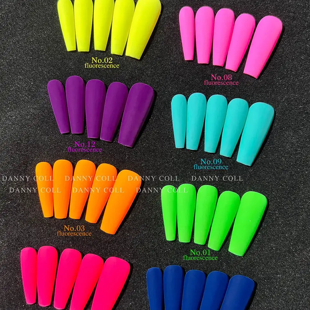 DANNY COLL Set de 12 esmaltes de colores neón de secado UV