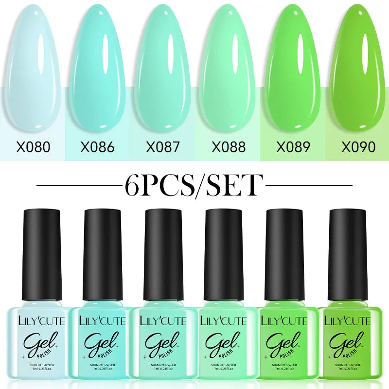 LILYCUTE Set de 6 Esmaltes gel UV de Uñas.