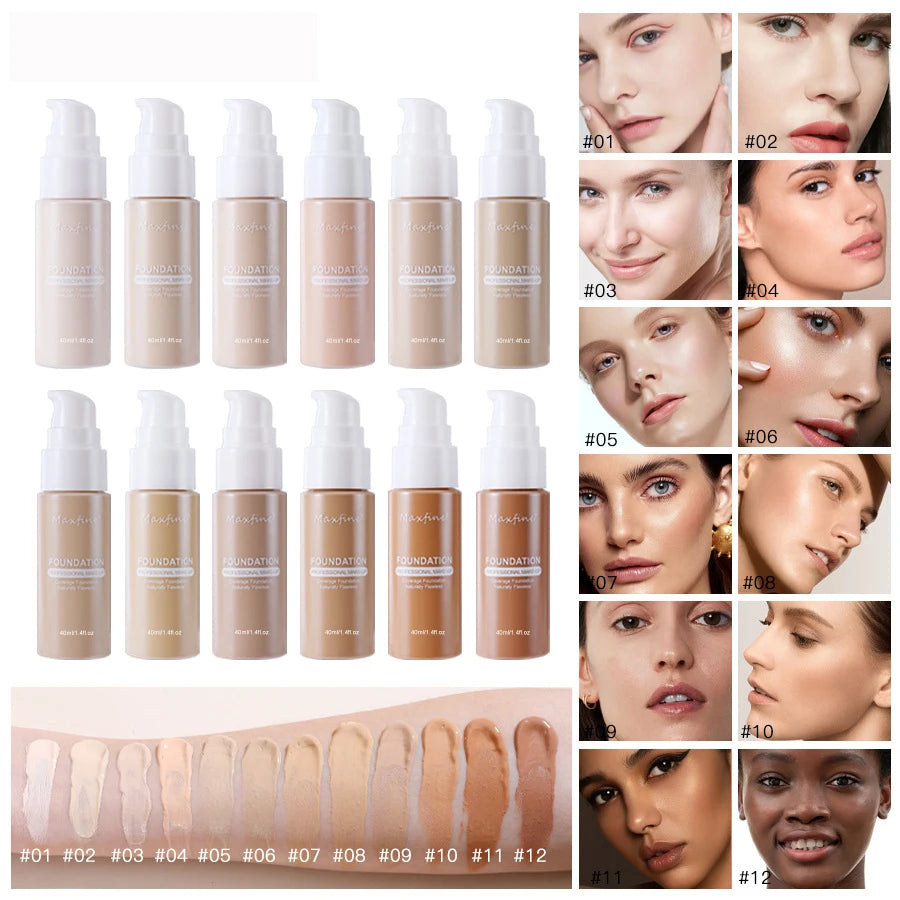 Base líquida profesional MAXFINE (12 tonos)