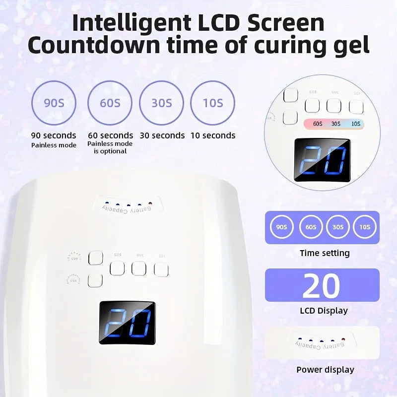 Lámpara led recargable de 66w para curar esmalte de uñas