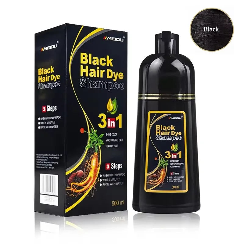 HAIRDEYChampún para conservar teñido de negro en el cabello.