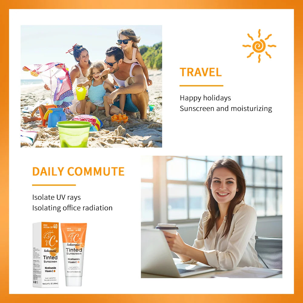Protector solar con color para el rostro con nicotinamida y vitamina C SPF40+