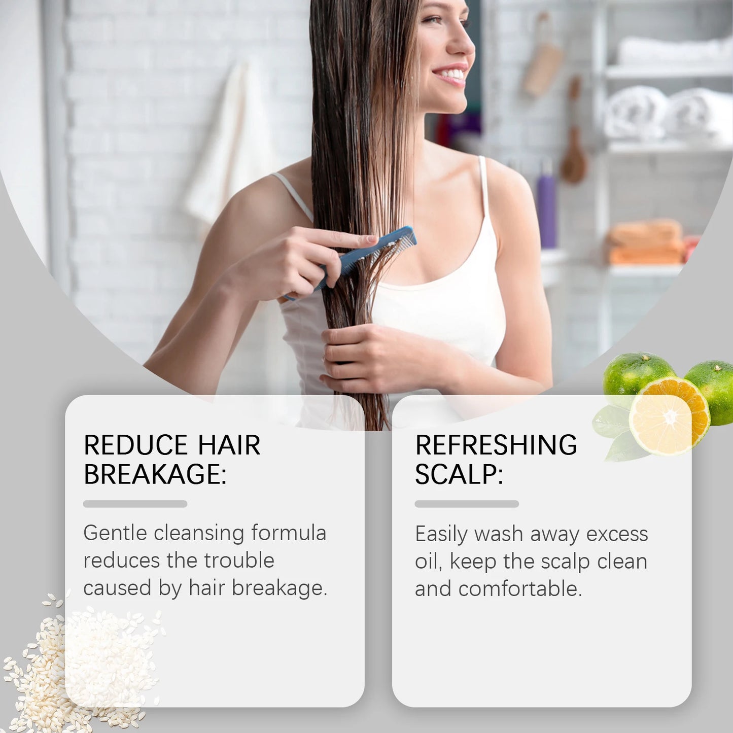 HOEGOA Champú de agua de arroz, para un cabello fuerte suave y largo.