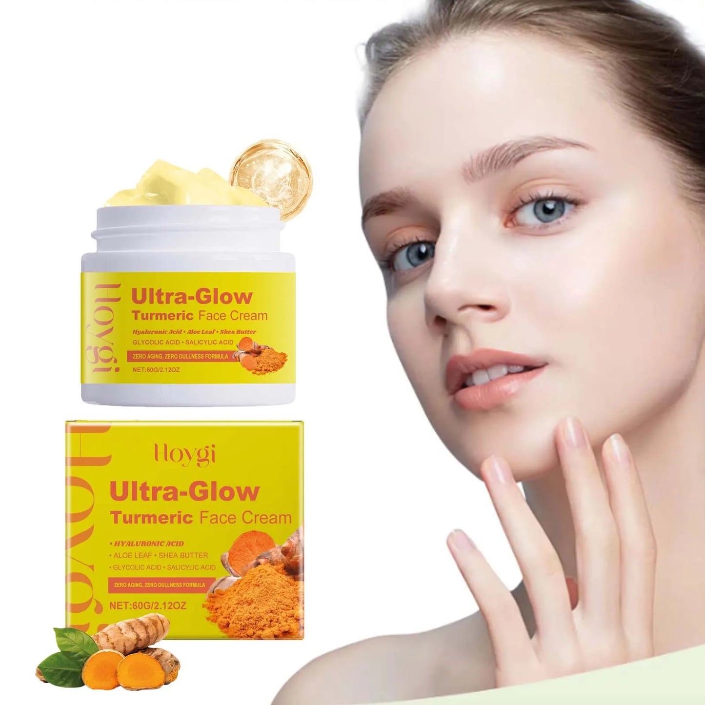 Crema facial ultra brillante de cúrcuma Hoygi