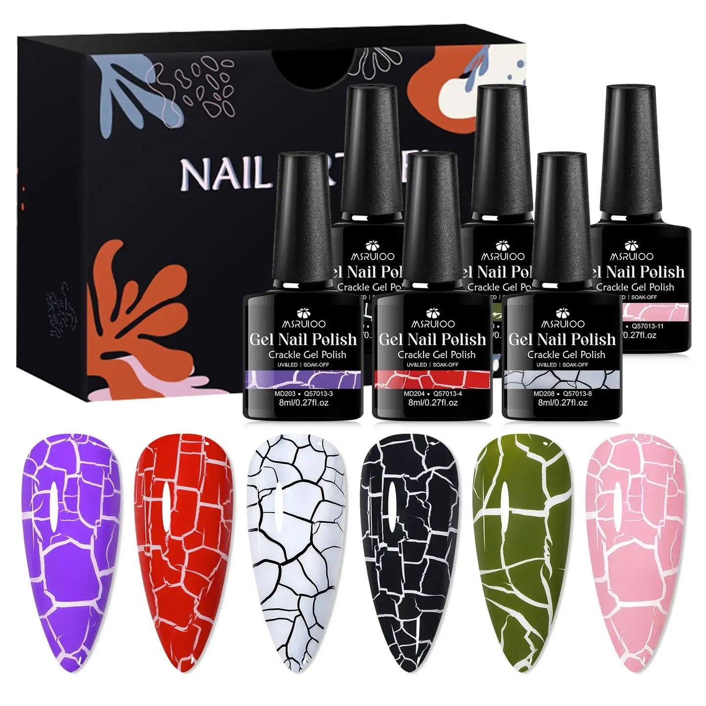 MSRUIOO 6 colores de esmalte quebradizo de secado UV