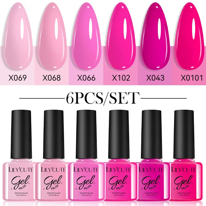 LILYCUTE Set de 6 Esmaltes gel UV de Uñas.