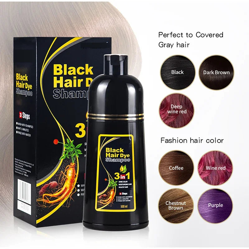 HAIRDEYChampún para conservar teñido de negro en el cabello.