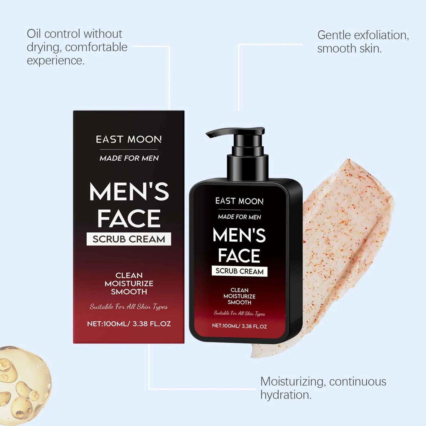 Crema exfoliante e hidratante para hombre.