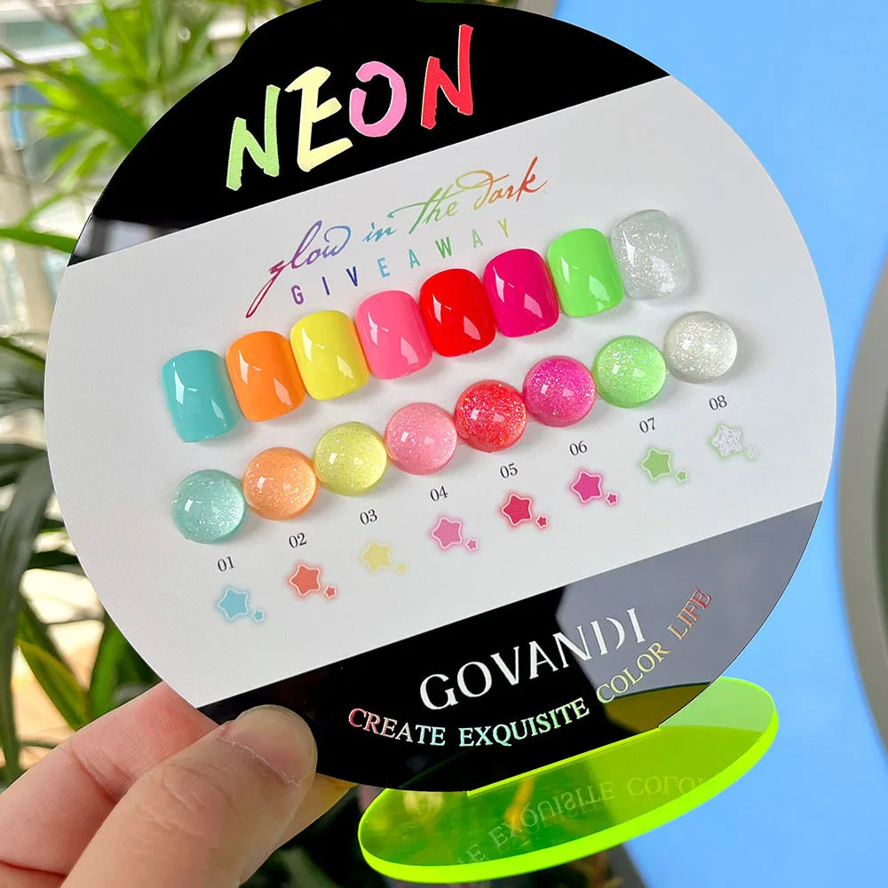 GOVANDI set de 8 colores de esmalte efecto neón con secado UV